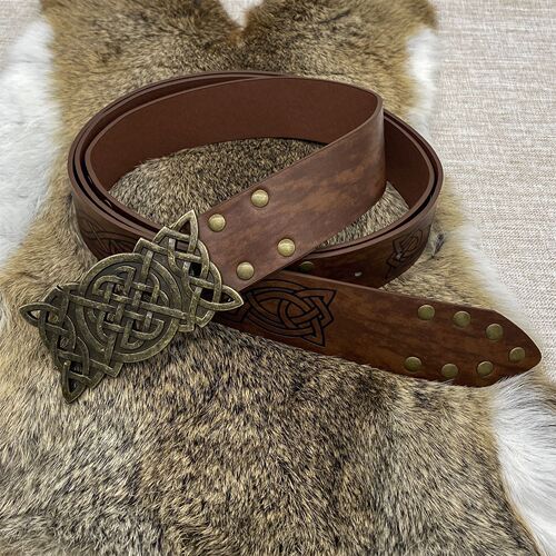 Cross-border Amazon Viking embossed plate buckle belt medieval imitation leather embossed belt COSPLAY prop belt