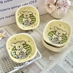 美式小狗可爱陶瓷餐具味碟碗家用宿舍釉下彩耐高温宠物碗仓鼠食碗