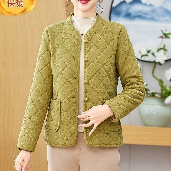 Зимняя утепленная cotton куртка для мамы для отдыха, плюс size, для среднего возраста