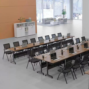 Customized Educational Institution Splicing Folding Training Table and Chair Combination Mobile Desk Conference Table Double Side Flip Table