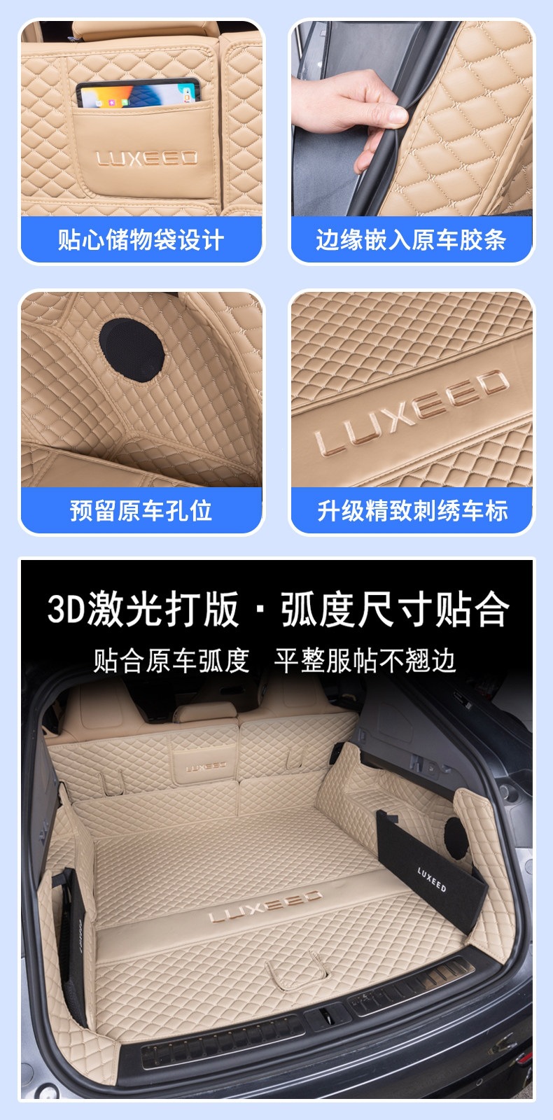 Suitable for Zhijie R7 trunk mat, fully enclosed Zhijie R7 trunk mat, waterproof and wear-resistant interior modification