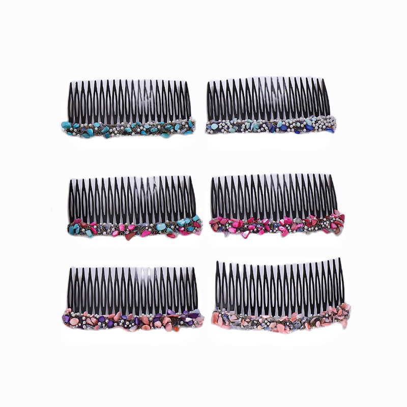 Comercio exterior nuevo color piedra diadema de color floral diamante plástico peine pelo roto acabado artefacto estilo coreano elegante peine del pelo