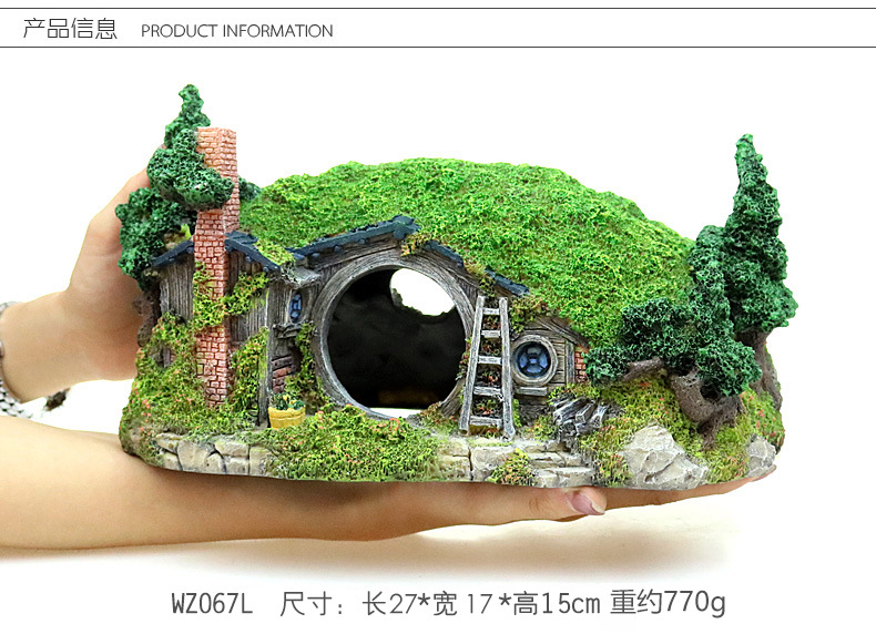 Tanque de peces paisajismo Castillo paisajismo refugio peces y camarones Shelter House cangrejo ermitaño crawlers caja Hobbit House Tree House