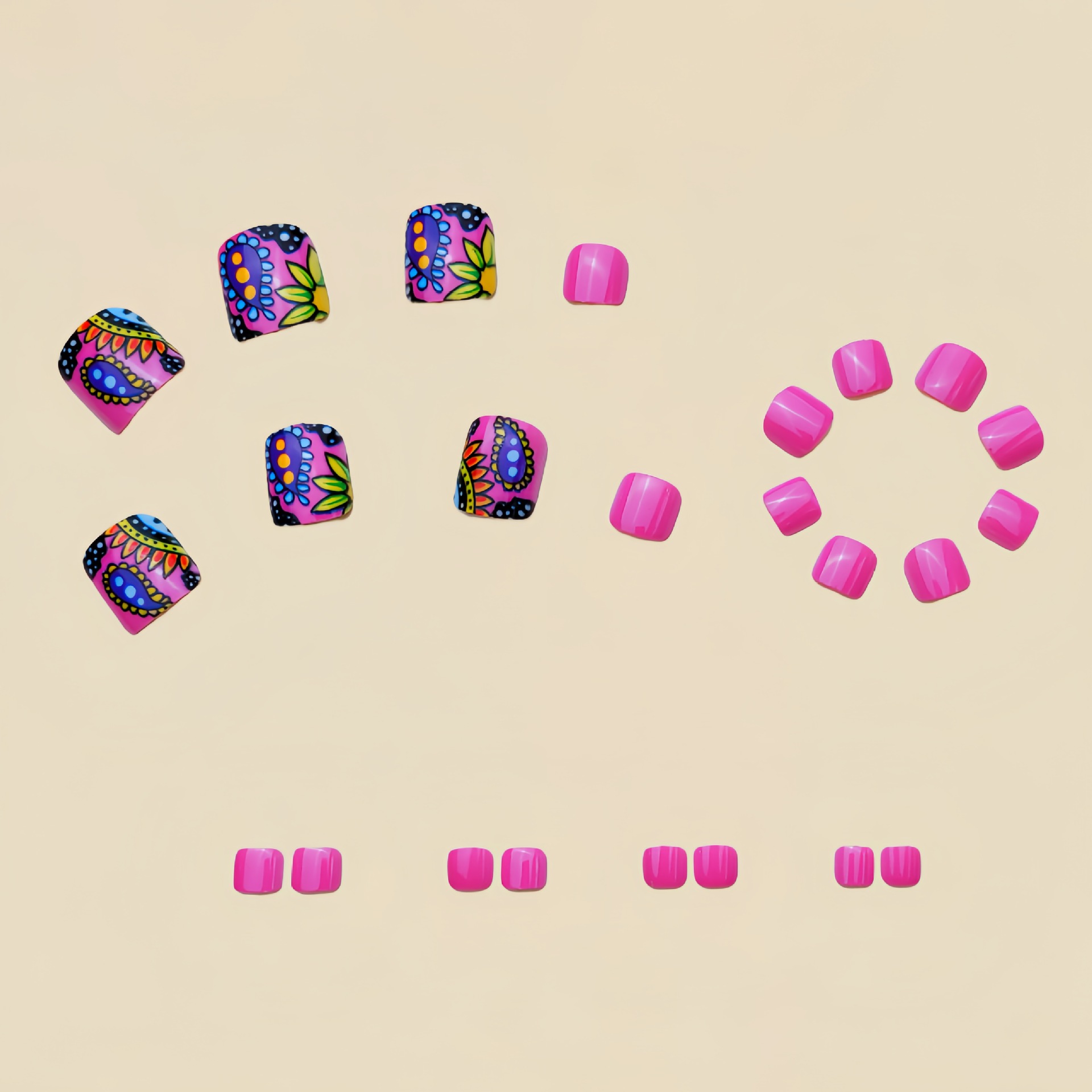 ABS Material Flower Pattern Casual Flower ABS Press-on Nails 1 Set