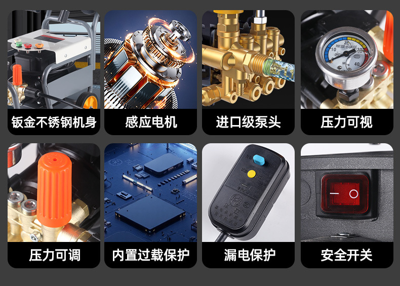 Factory Direct Supply High-Pressure Car Washing Machine for Home Use 220V High-Power Car Washing Water Gun Car Washing Machine Hand-Push Cleaning Machine
