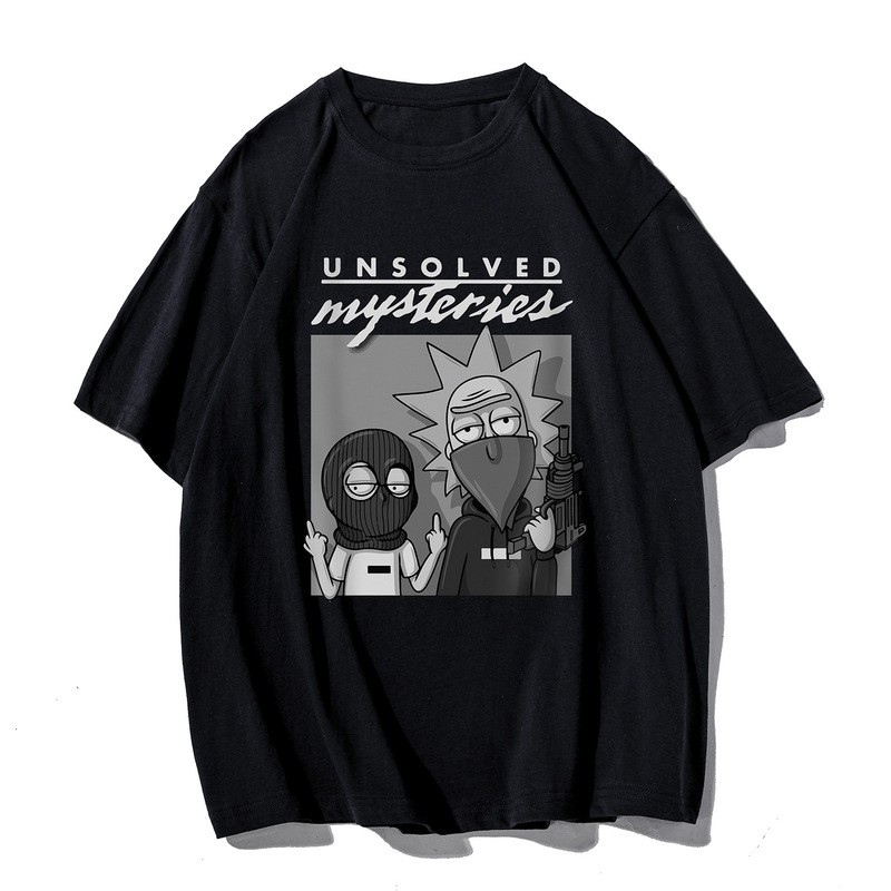 American Fun and Creative Stylish Rick and Morty Printed Cotton Short-Sleeved T-Shirt Loose Round Neck Casual Top Trendy