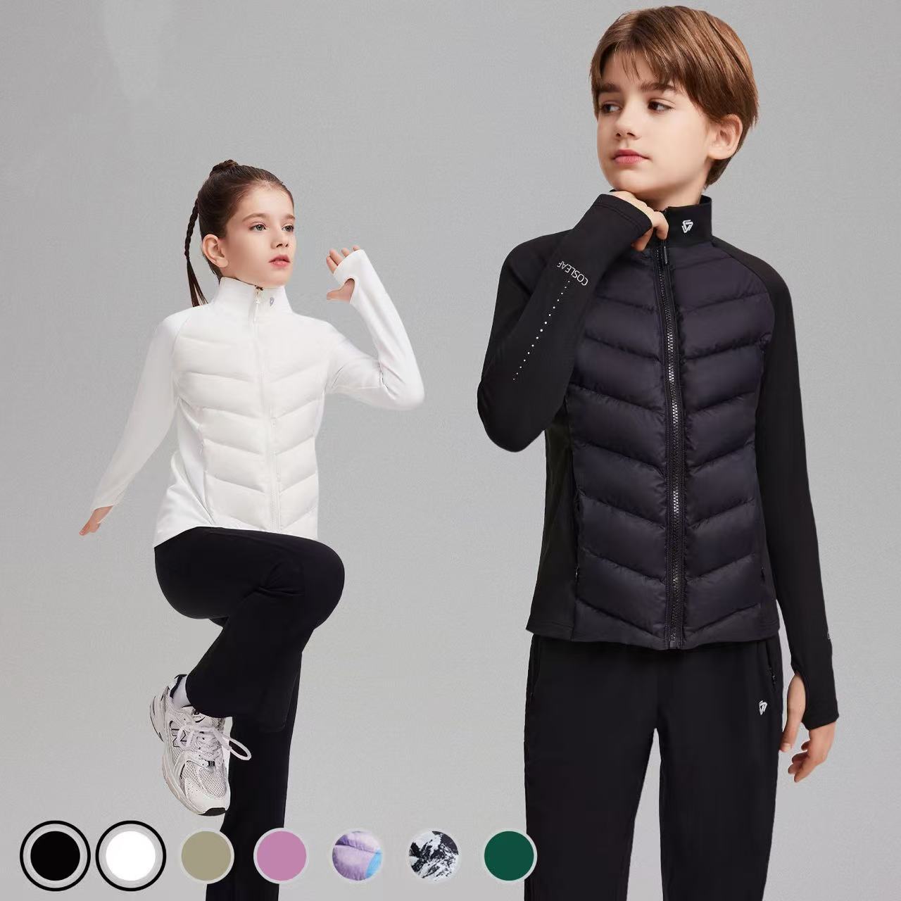 Autumn Winter Warm Children's Sports Goose Thickened Outdoor Casual Windproof Slim Fit Boys And Girls Stand Collar Down_voghion.com