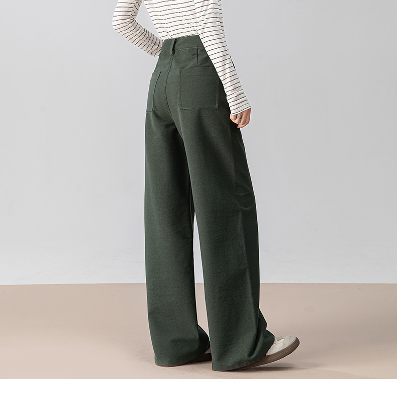 Quần ống rộng nữ dáng suông chất Tencel cotton dệt kim mềm mại — màu xanh ngọc chi tiết 25