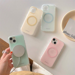 INS minimalist solid-color ink-blend magnetic case for iPhone 15 Pro Max, Apple 13/14, and 12 dual-layer phone shell