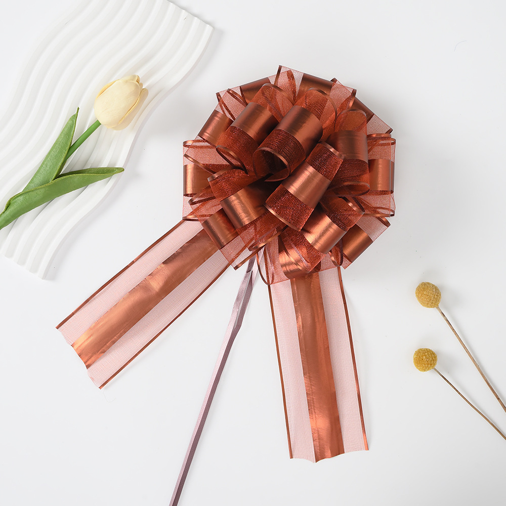 Nuevo 70 nieve mate ajustable bola de flores de Navidad embalaje de regalos de color esférico de color metálico dibujo cinta 7 pulgadas