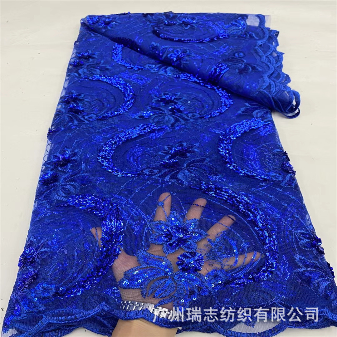 Sólo el estilo americano laminado posicionamiento bordado tela de encaje azulejos africanos vestido de malla accesorios de decoración