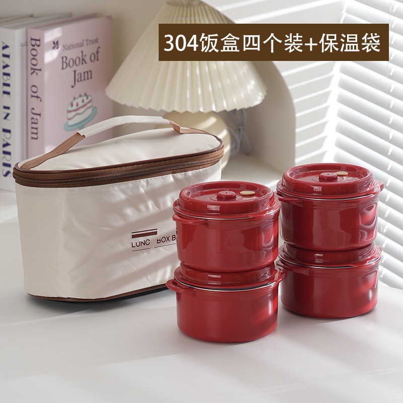 304 aislamiento de acero inoxidable hogar caja de almuerzo de aluminio calentamiento de microondas para estudiantes de oficina con comida caja de almuerzo