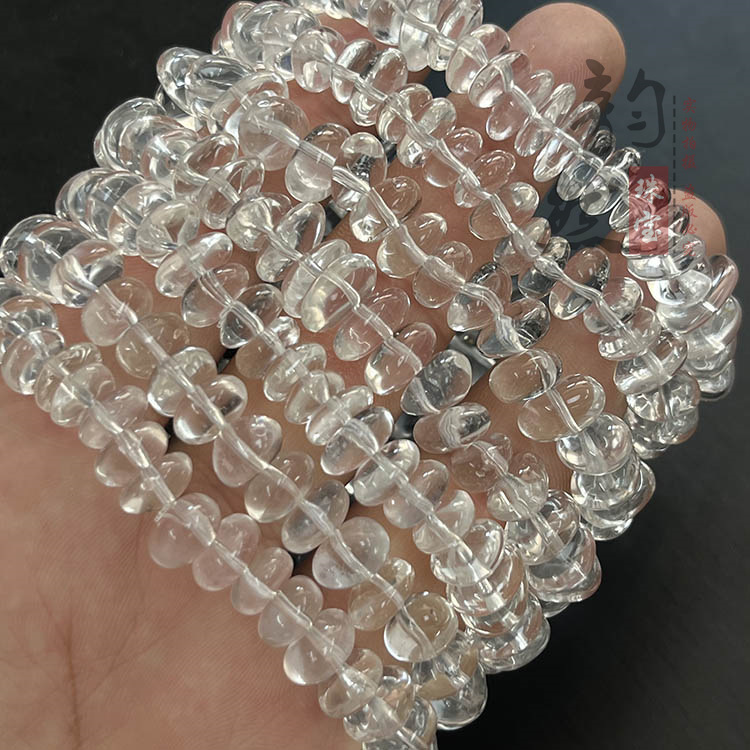 Natural White Crystal Body Cleansing Asymmetrical Jelly Bean Single Circle Bracelet DIY Original Jewelry Loose Bead Jewelry with Beads