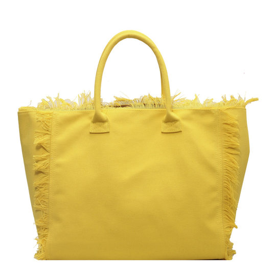 Cross-border Explosive Korean Letter Tassel Canvas Bag Large Capacity Bag Simple Commuter Student Shoulder Tote Bag