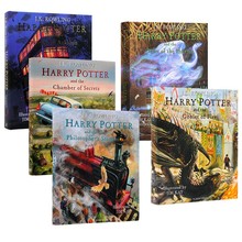 JK罗琳精装彩绘插图版 哈利波特5部曲 Harry Potter 5册全套