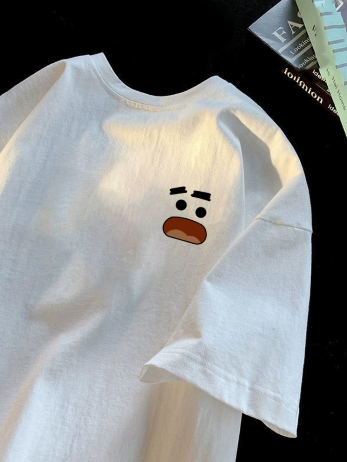 반팔 티셔츠 프린트 반팔 남성 여름 트렌디 브랜드 루즈 학생 티셔츠 트렌디하고 핸섬한 캐주얼 탑