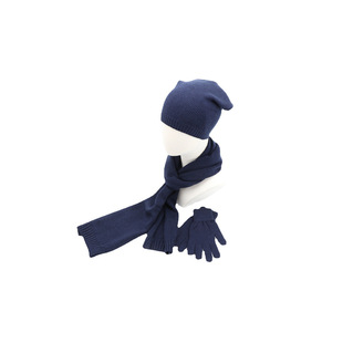 Factory Direct Warm Fashion Comfortable Blended Material Knitted Hat Scarf Gloves Three-Piece Knitted Kit