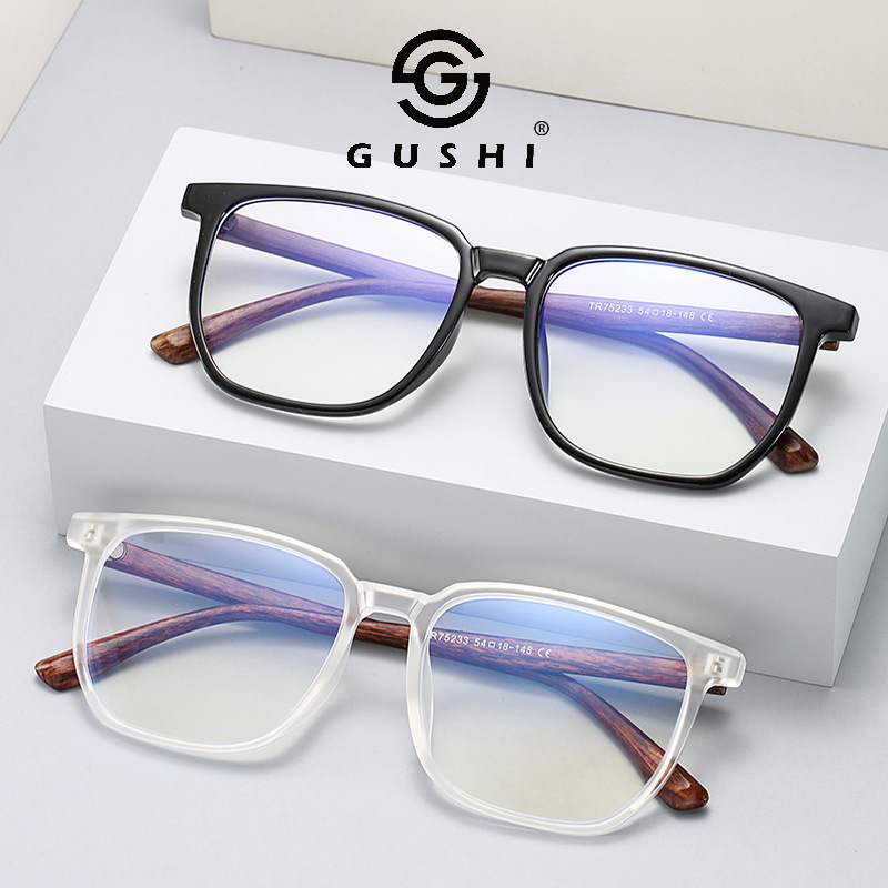 Gafas anti-azul de grano de madera de imitación Gafas de montura de comercio exterior al por mayor para hombres y mujeres de alta gama TR90 montura 2025 nuevos productos