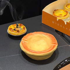 エッグタルト灰皿 セラミック灰皿 蓋付き 飛散防止灰皿 かわいい 家庭用灰皿 リビングルーム タバコカップ プレミアム