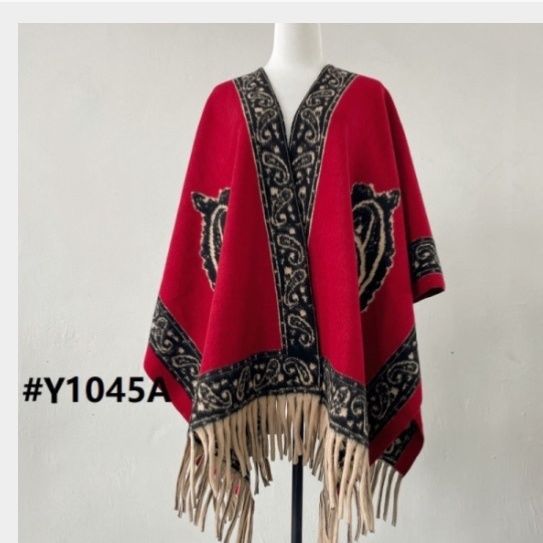 45-89 Tinta pintada capa gruesa caliente de color contrastante otoño invierno nuevo bufandas de capa de bordilla nacional chal a cuadros