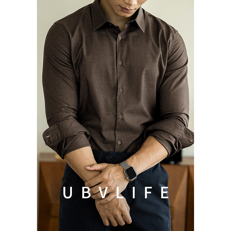 [Urban Elite] Old Money Style Modal Wool Shirt Men's 2025 Autumn No-Iron Business Casual Long-Sleeved Shirt