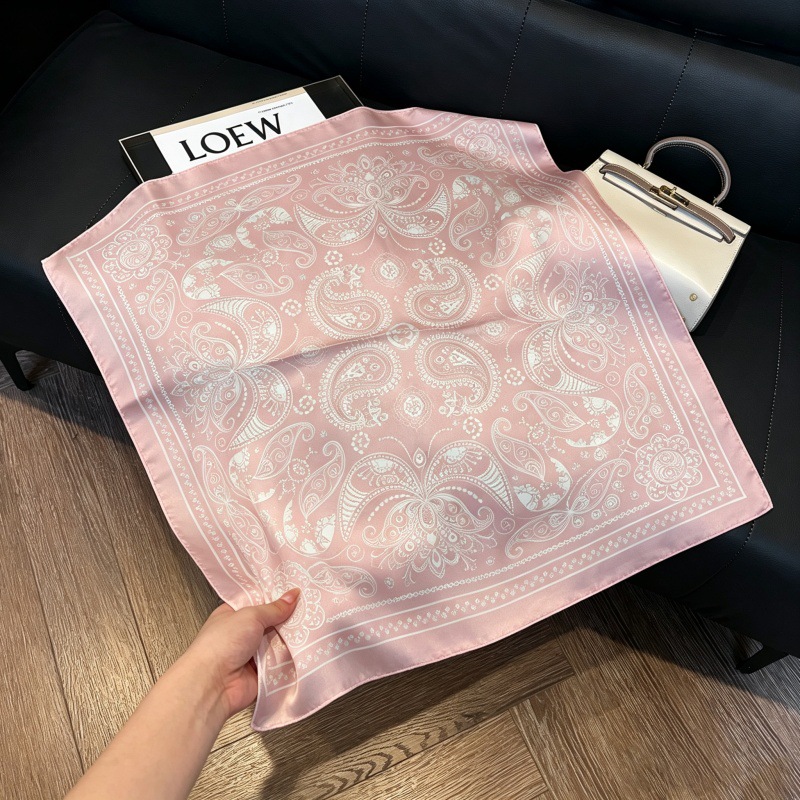 Colección 70*70 nuevo estilo bufanda de seda azul sensación de alta calidad imitación bufanda cuadrada de seda moda todo-fósforo bolsa atada bufanda de pelo
