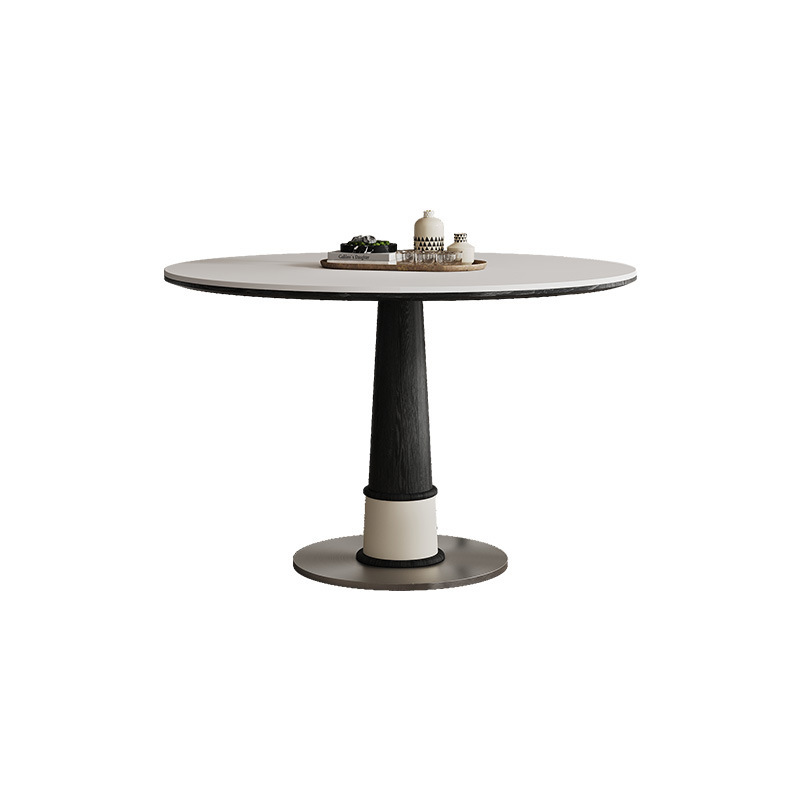 Mesa redonda de madera maciza, mesa redonda de estilo retrógrado francés, mesa de comedor doméstica, mesa de comedor, sala de estar, mesa de comedor