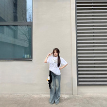 夏季新款清仓图案纯棉短袖T恤衫女胖mm印花半袖体恤上衣服酷宽松