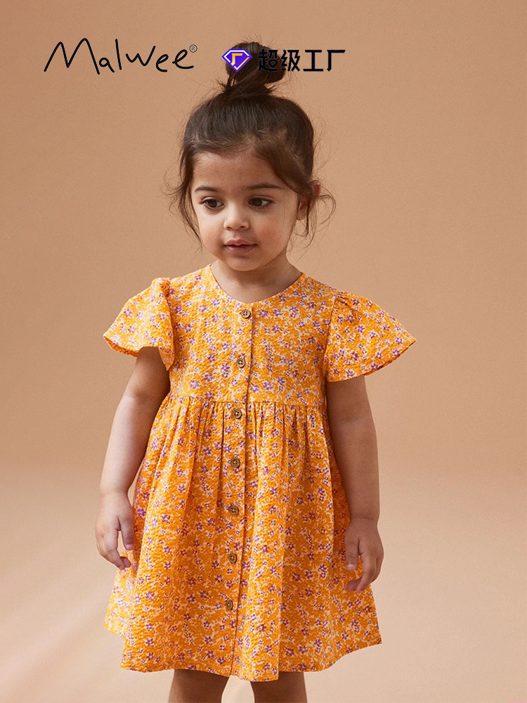 Vestido de niña malwee transfronterizo vestido de verano nuevo estilo europeo y americano vestido casual de niña linda de manga corta para niños pequeños image 1