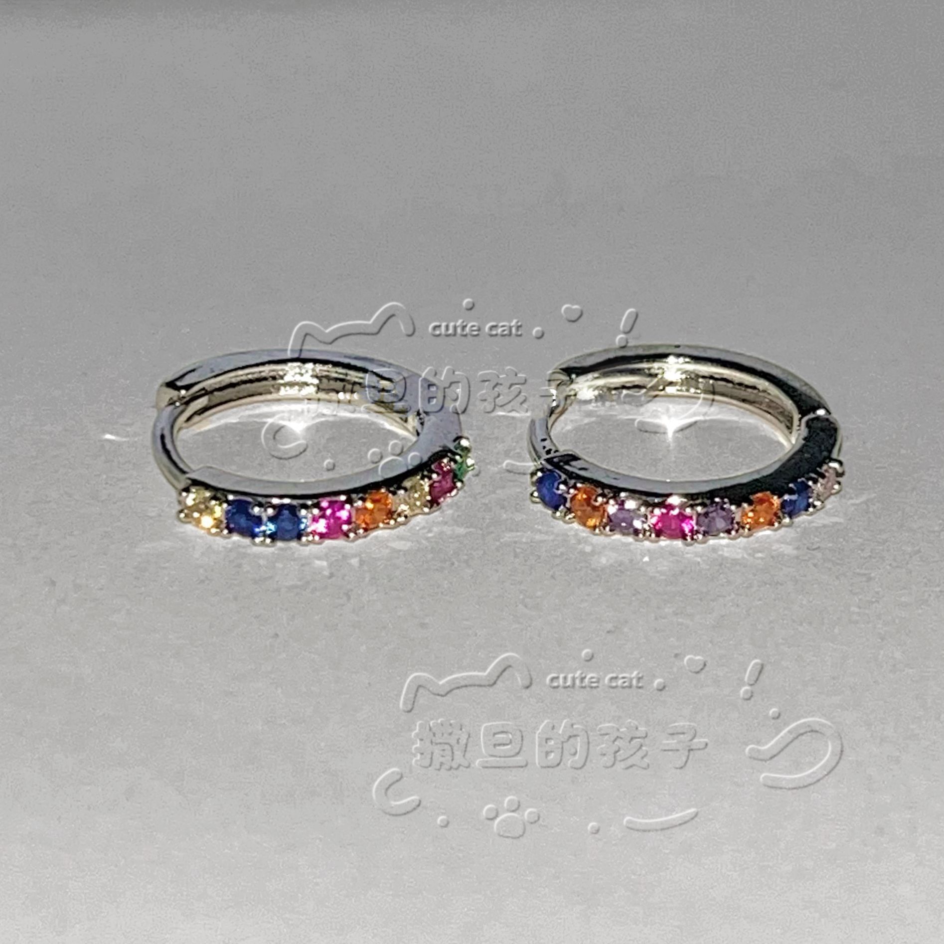 Satan's Child Wandering Art Student Rainbow Infinity Ear Studs 316L Surgical Steel Cochlear Daith Helix Earrings detail image 9
