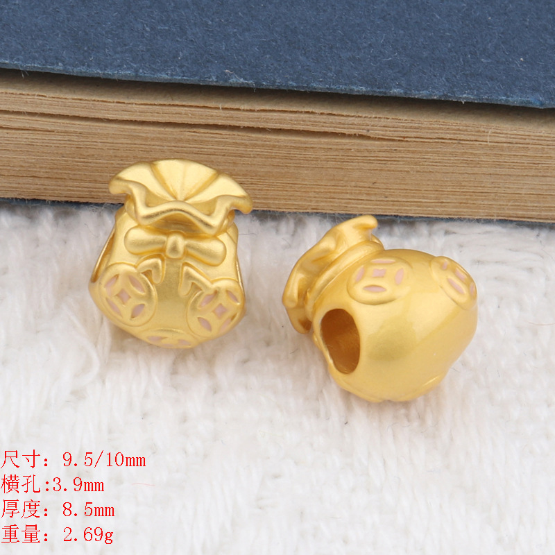 國風diy沙金配飾金錢福袋發財樹醒獅手鍊頭繩越南沙金diy飾品配件