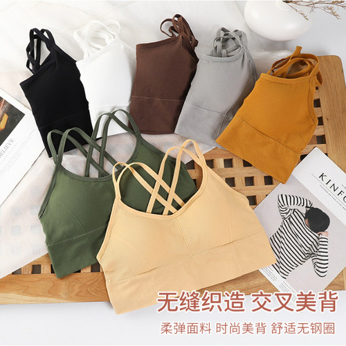 Cross-border summer crossover beauty back undergarment women's chest pad one-piece backless bralette strapless push-up bralette outerwear wrap top