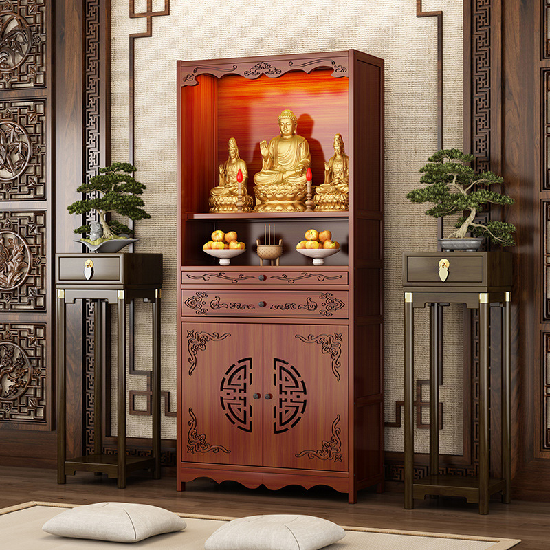 New Chinese-Style Altar Cabinet for Home Use, Offering Table, Shrine, Buddha Cabinet, Guanyin Buddha Statue