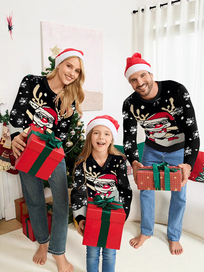 Europa y América suéter de Navidad suelto casual fábrica personalizada de Navidad alce Jacquard suéter nuevo otoño y invierno image 4
