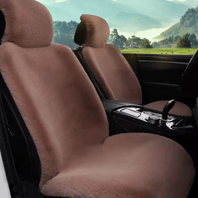 Warm Seat Cover Thickeneded Car Cushion — Seat cushion, seat cover - imitation-rabbit-fur-khaki-car-alone