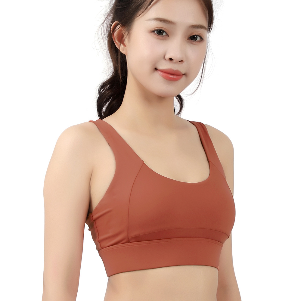 Nueva taza fija de una sola pieza ropa interior deportiva a prueba de golpes de alta resistencia de las mujeres corriendo fitness sujetador belleza espalda yoga chaleco