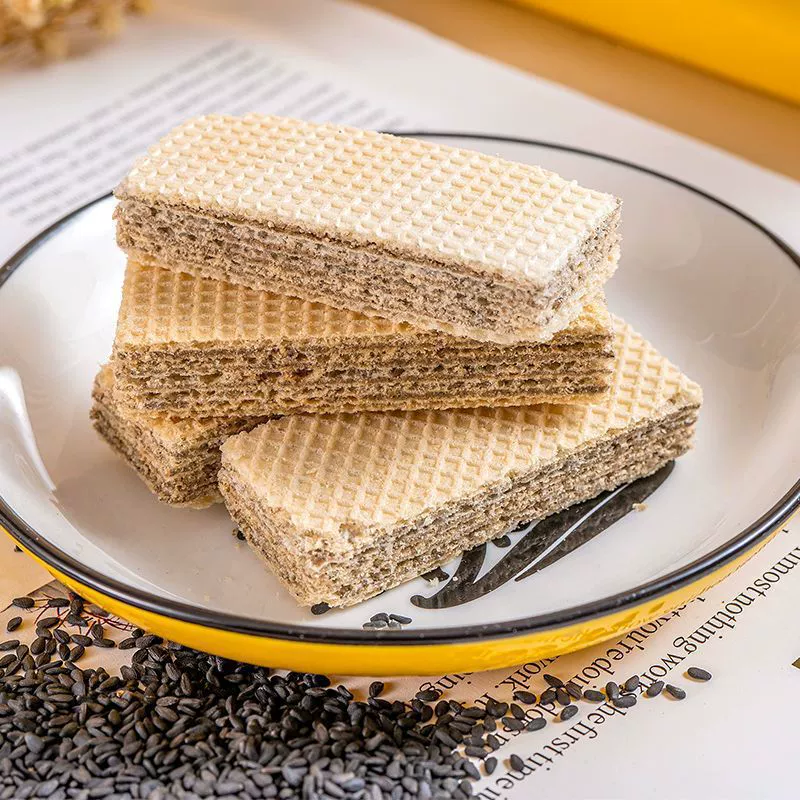 Пять черных без сахара черный кунжут черная шелковица вафли печенье и закуски без сахара оптом