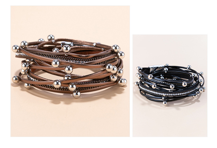 Fashion Irregular Pu Leather Layered Rhinestones Bracelets display picture 1