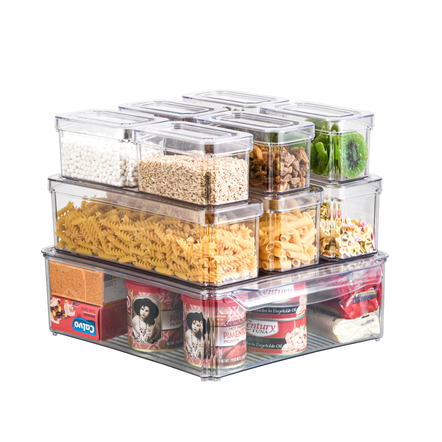 Caja de almacenamiento de PET con tapa para frutas y verduras refrigerador organizador de cocina