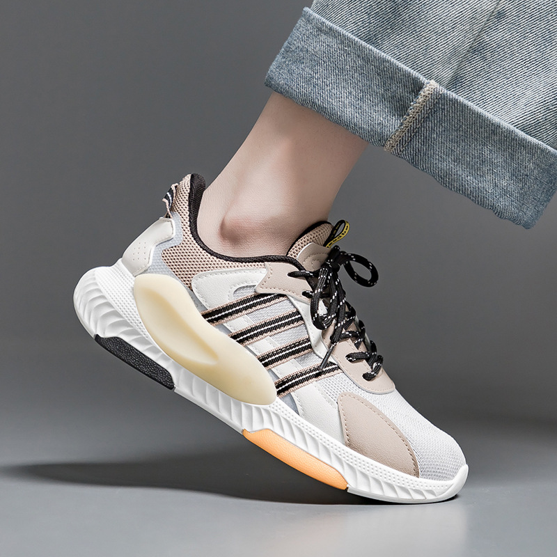 春夏新款拼色運動鞋女ins潮款飛織透氣男女款跑步鞋軟底女鞋