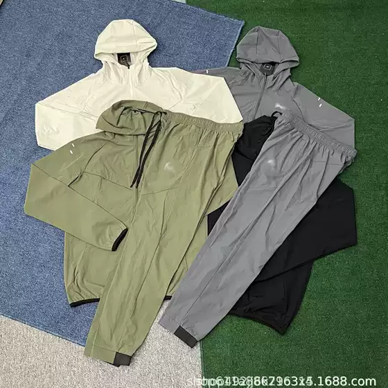 Men's Fall/Winter Outdoor Running Sports Set: Quick-Dry Windproof Ice-Silk Pants, Casual Zip-Up Hooded Jacket & Sun Protection Top