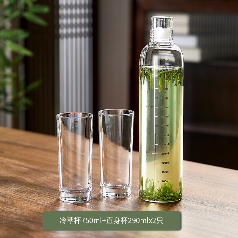 Бутылка Green apple 750 мл с прямыми стаканами