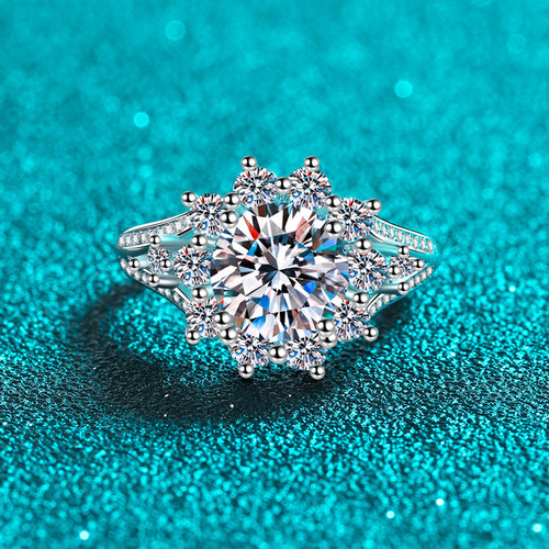 925 sterling silver ring for women 3 carat moissanite light luxury style ring plated pt950 gold meson manufacturer wholesale