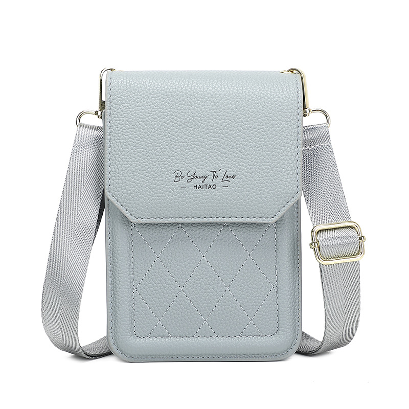 Haitao cuero mochila de diseño de moda exquisita sensación de celosía bolso de teléfono móvil de mujer diaria versátil hombro único bolso de tramo inclinado