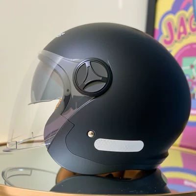 New Universal Electric Vehicle Helmet, Half Motosiklet kaskı (dəbilqə) - matt-black-hd-anti-fog-double-mirror-model-new-national-standard-class-a-one-size-fits-all-55-60cm