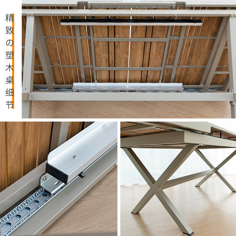 Mesa y silla Nórdica al aire libre Jardín B & B Terraza Villa plástico madera Mesa retráctil al aire libre Internet celebridad ocio mesa de comedor aleación de aluminio