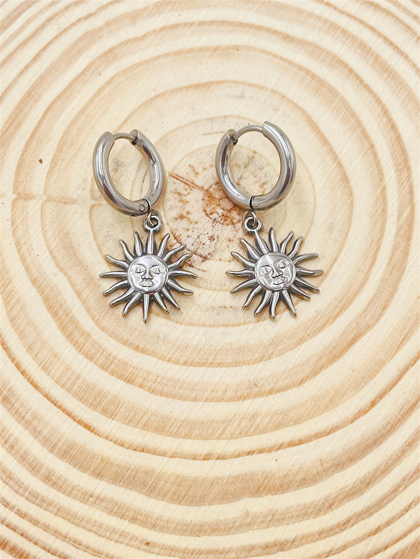 1 Pair Quantity 1 Pair Simple Style Sun 304 Stainless Steel Stainless Steel Earrings