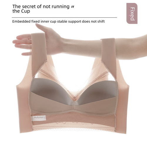 Live broadcast sexy lace large size beautiful back fixed cup thin push-up seamless underwear women's anti-sagging bra