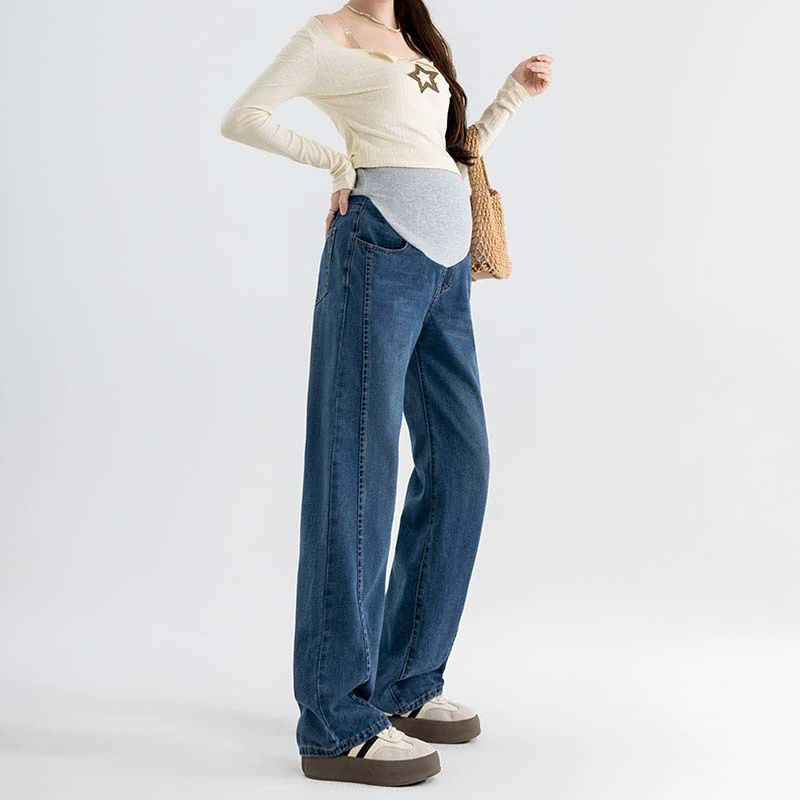 Джинсы для беременных весной носить свободную пузатую прямую трубку