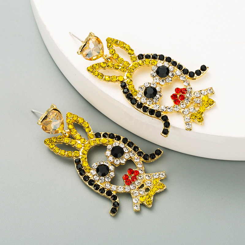 Cartoon Character Little Girl Styling Alloy Inlaid Color Rhinestones Earrings display picture 5